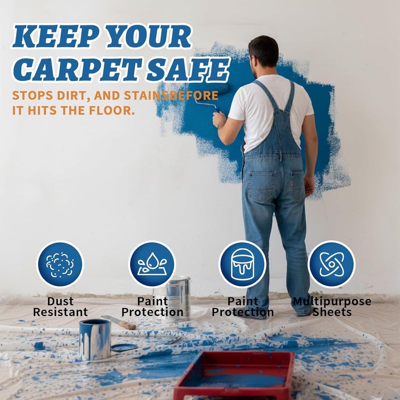 Yitech Yiech Carpet Protection Film 24" x 50' – Self-Adhesive Clear Plastic Floor and Carpet Protector for Stairs, Rugs, and hallways, Tear-Resistant, Waterproof, Strong Sticky Film - Image 5
